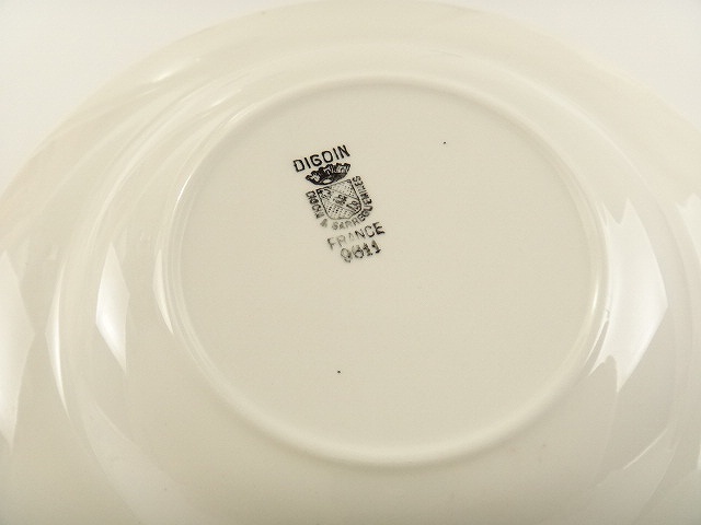 アンティークスープ皿 ワインレッドストライプ DIGOIN SARREGUEMINES製