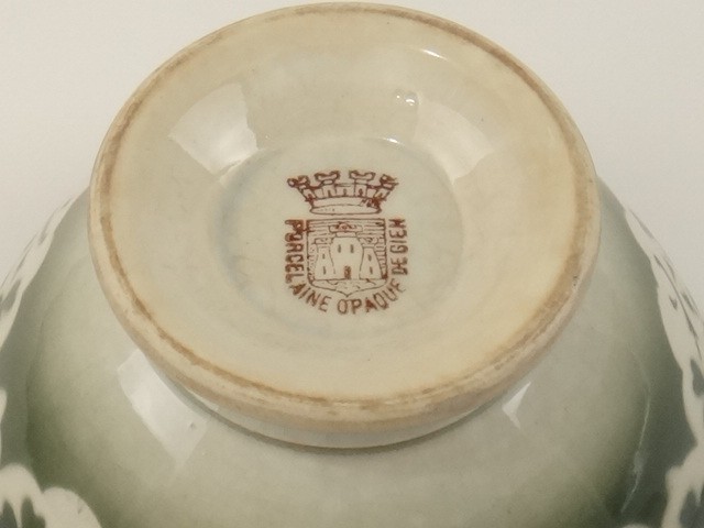 アンティークカフェオレボウル クローバー GIEN製