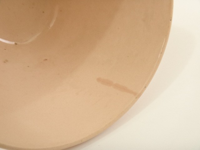 アンティークカフェオレボウル サーモンピンク 花のステンシル Digoin & Sarreguemines製