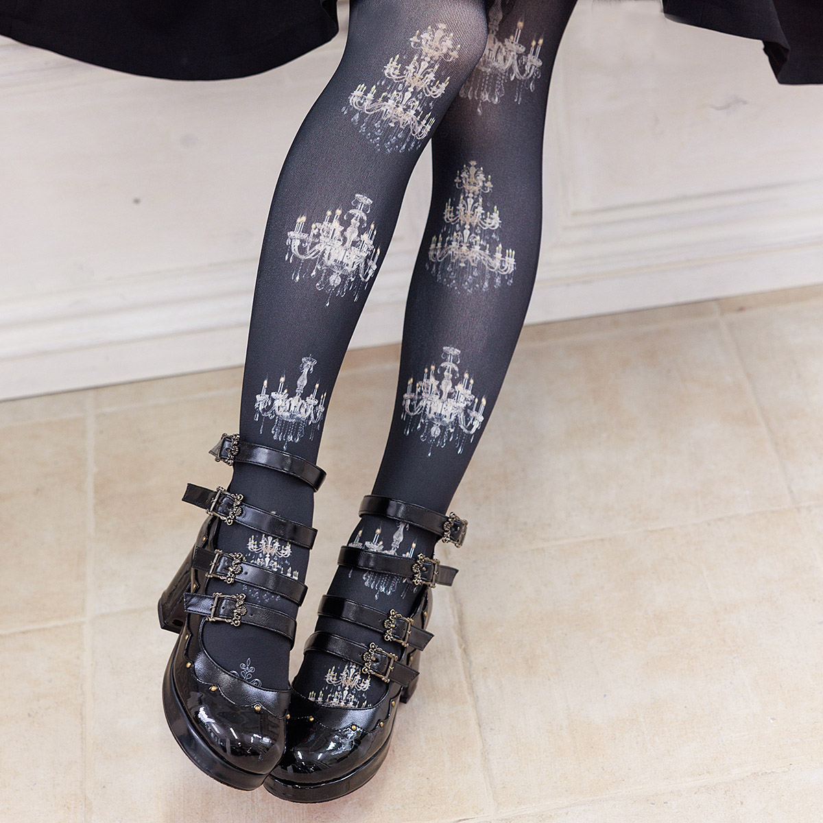 MELODYTOYS柄 タイツ クリックポスト配送] タイツ・シャンデリア柄｜品番510020 MIHO MATSUDA