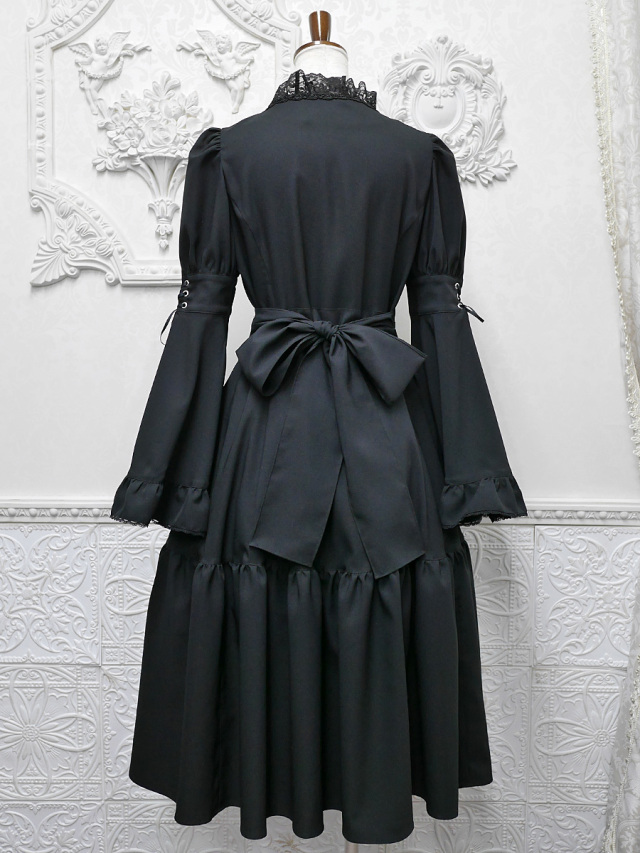 HARi　長袖コットンコート　シャツワンピース　スミクロ　比翼ボタン　日本製 HARi 長袖コットンコート シャツワンピース スミクロ 比翼ボタン 日本製