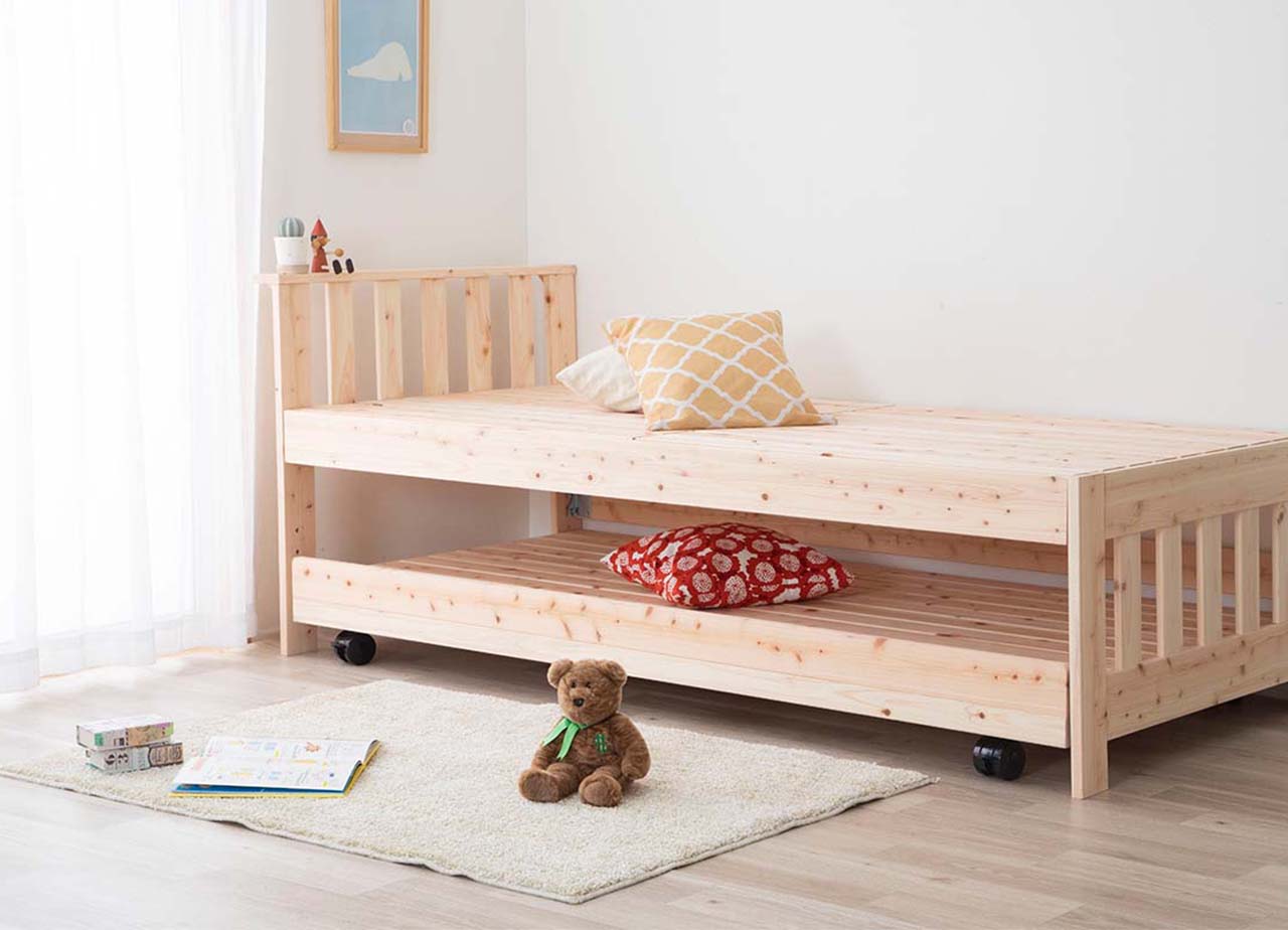 国産ひのき親子・ペアベッドフレーム | 源ベッド 下段ベッド収納 省