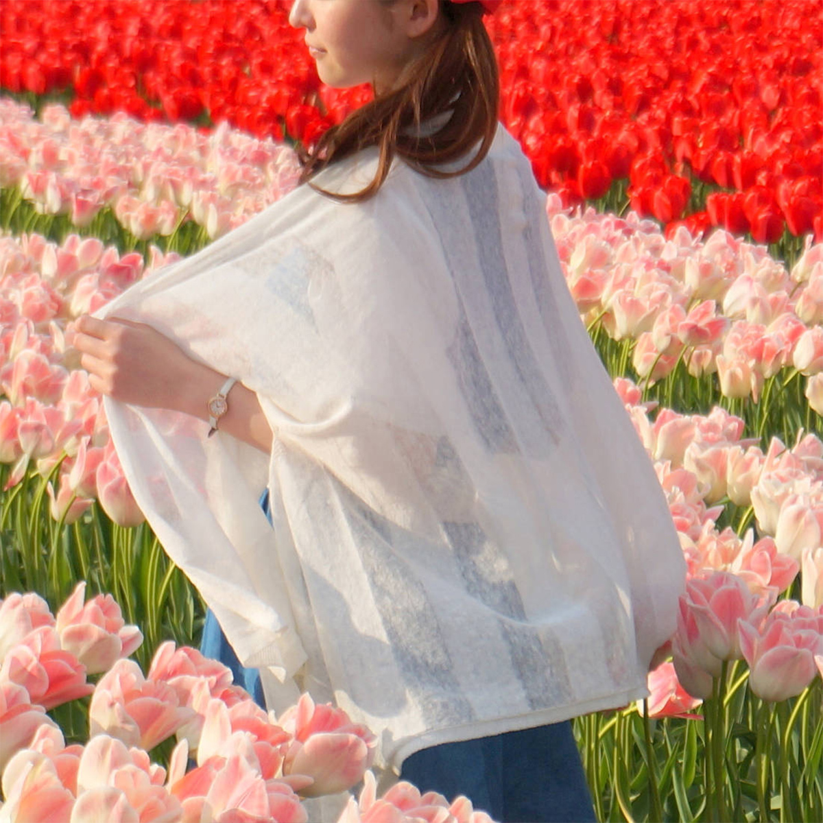 ずり落ちない、麻のストール | 超軽量160g 日除け防止 - SAIFUKU（mino）