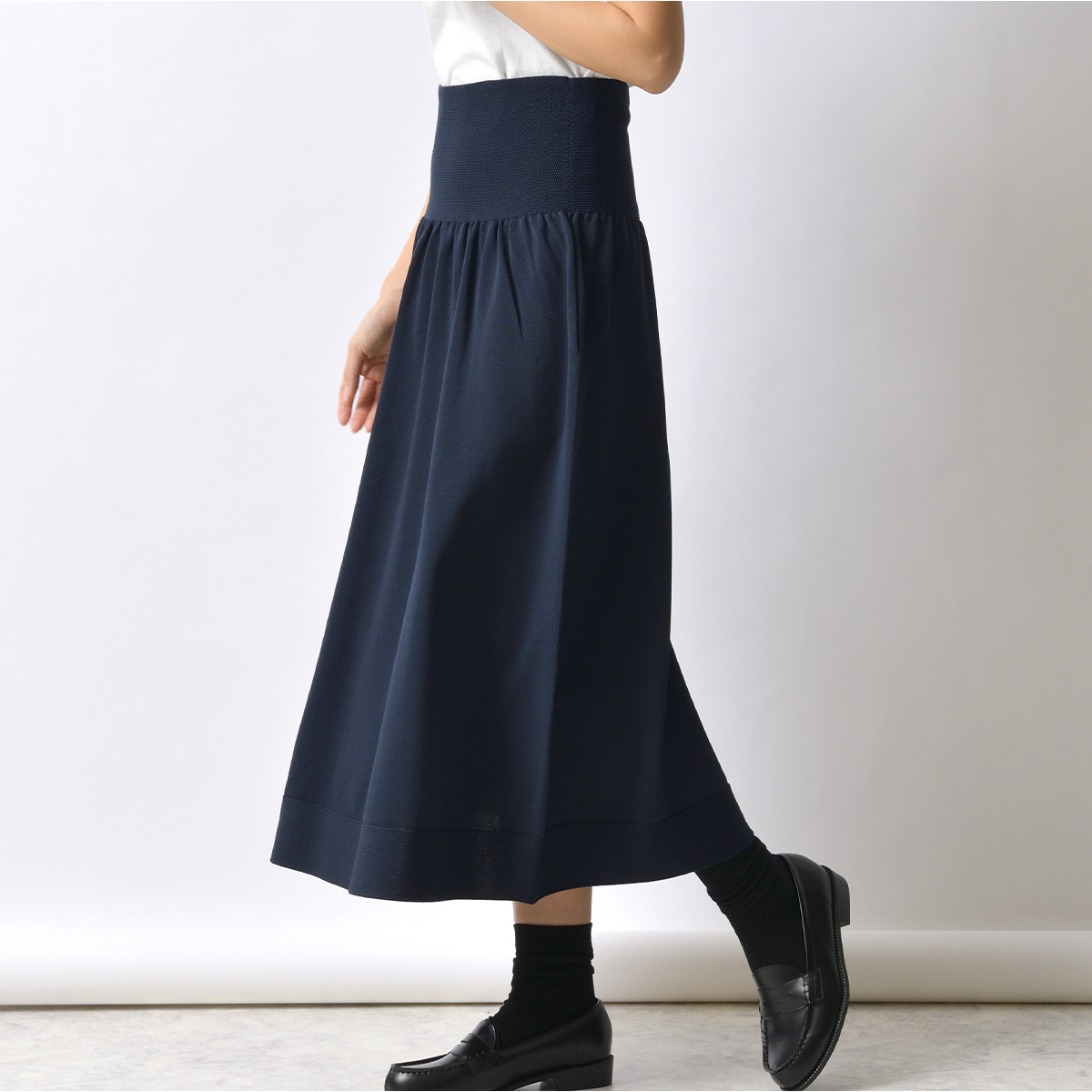 のびる腹巻き付ニットロングスカート おなかをつつむ - SAIFUKU -