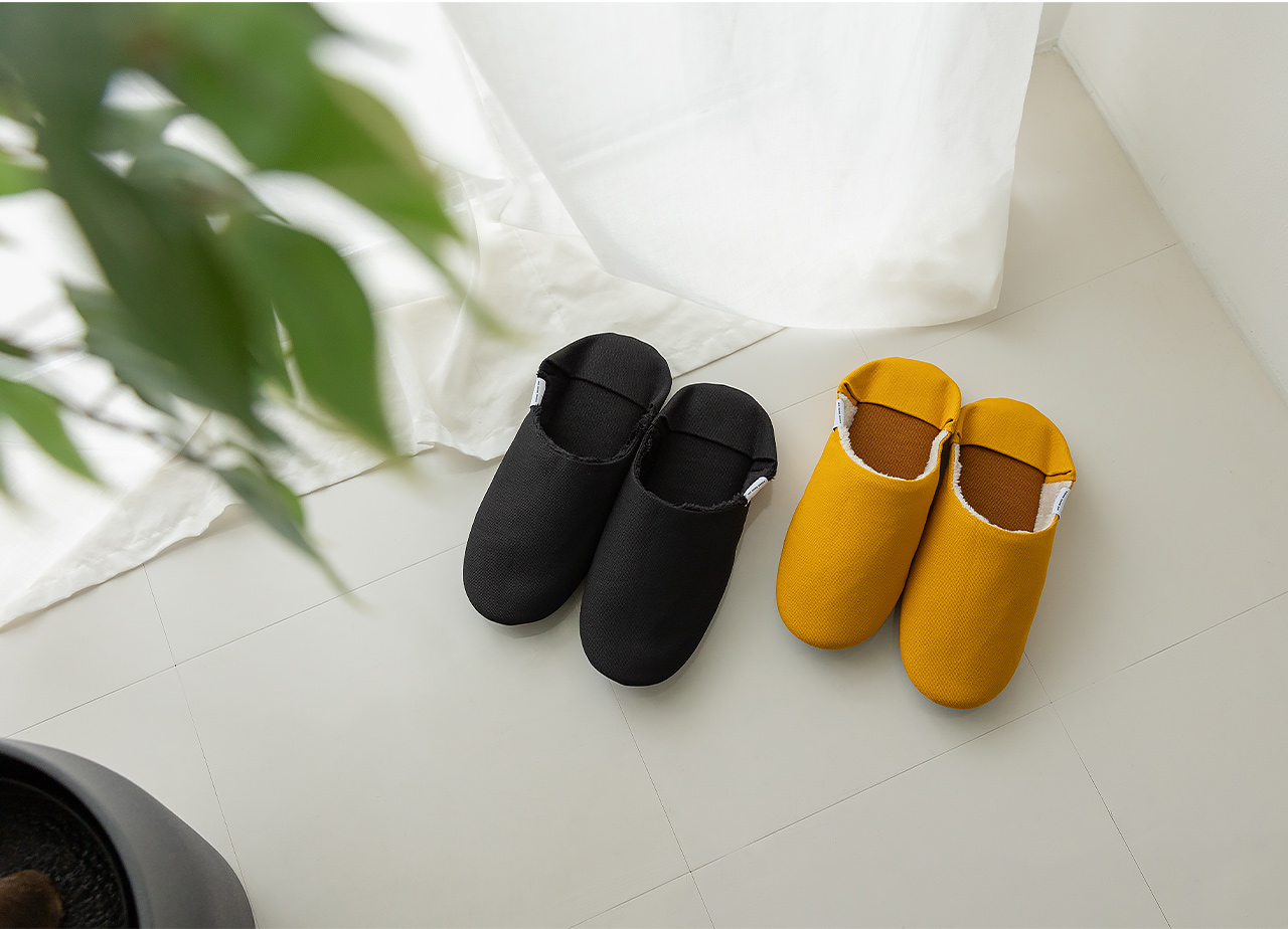 丸洗いできるルームシューズ あたたかいボア付き | 帆布バブーシュ 全7