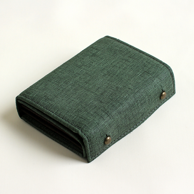 m+ エムピウ　ミッレフォッリエ　クアドレッティ　グリーン コンパクト革財布 | ミッレフォッリエ クアドレッティ - エムピウ（m+）