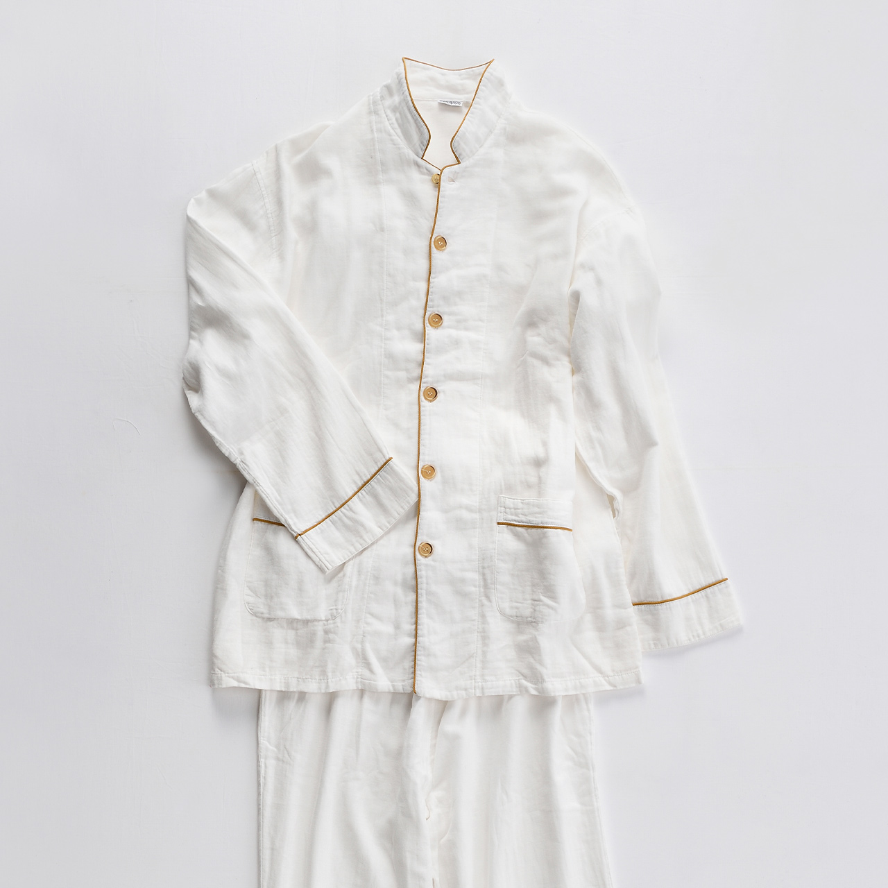 ねむりのプロが手がけるガーゼパジャマ 白 2重/3重 - 京和晒綿紗