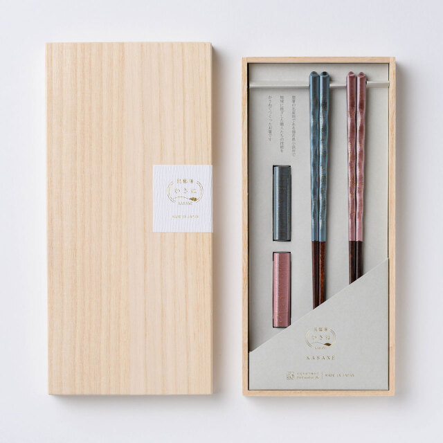 大岸正商店　民藝箸かさね　箸置き付きペアギフトセット
