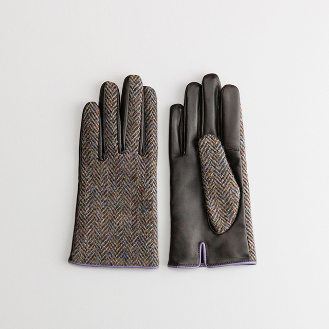 日本製の革手袋 ハリスツイード タッチパネル対応 | レディース