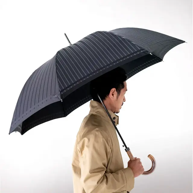 長傘 晴雨兼用 日本製 | Tieストライプ ブラック - 槙田商店 -