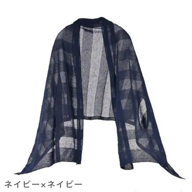 ★クリーニング済★ 45R ストール　風呂敷　麻　リネン　濃いインディゴ　日本 ずり落ちない、麻のストール | 超軽量160g 日除け防止 - SAIFUKU