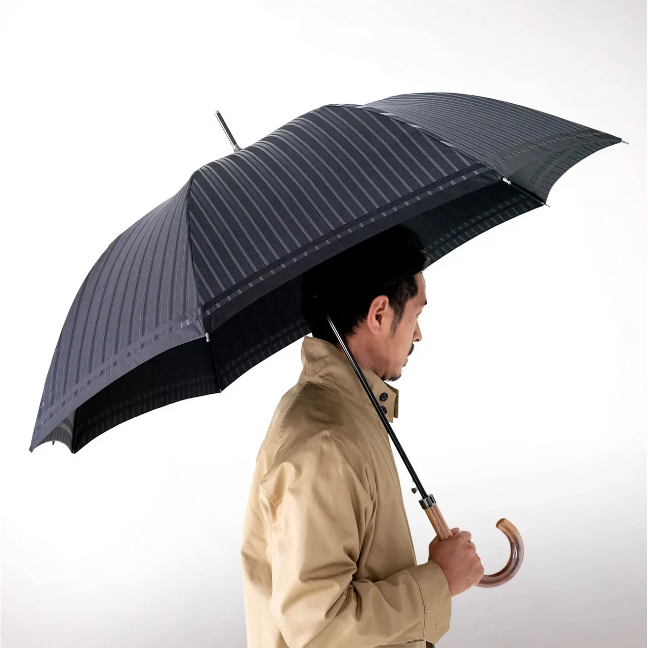 長傘 晴雨兼用 日本製 | Tieストライプ ブラック - 槙田商店 -