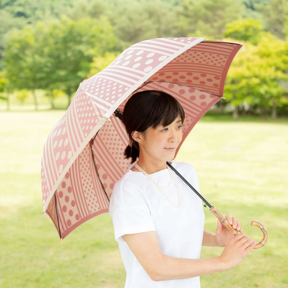 日本製 傘 晴雨兼用 | kirie ドットとストライプ | 顔色を美しくする傘