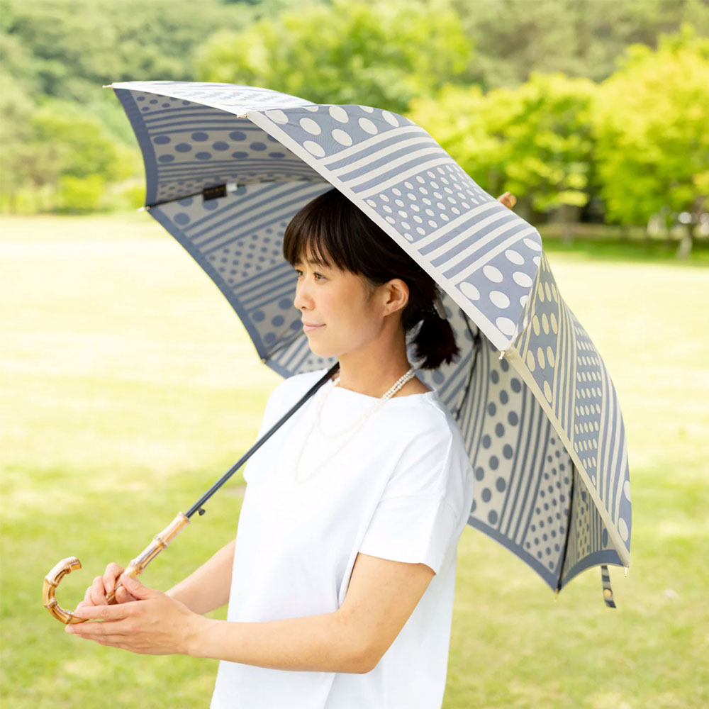 日本製 傘 晴雨兼用 | kirie ドットとストライプ | 顔色を美しくする傘