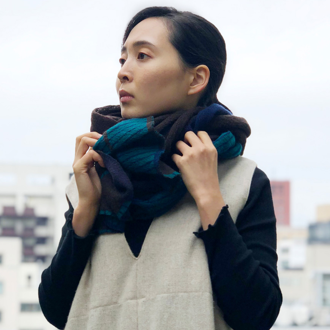 Nitorito（ニトリト）ストール　wadachi 新品　未使用 3WAY/秋冬向け/UNISEX】wadachi チェック柄 ストール / nitorito