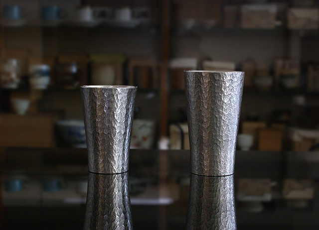 錫製のタンブラー 六花 桐箱入 名入れ対応 - 大阪錫器