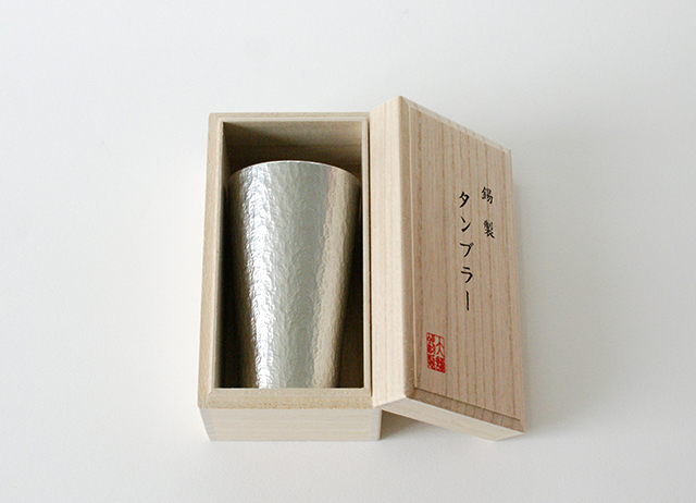 錫製のタンブラー 六花 桐箱入 名入れ対応 - 大阪錫器