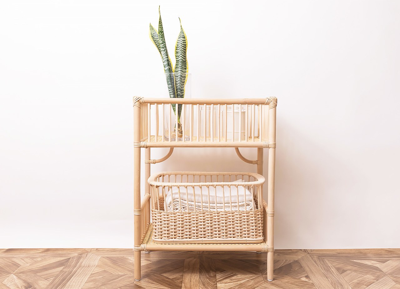 籐製品　かごラック3連 籐製品 かごラック3連 楽天市場】籐 かご 3段（ランドリーボックス