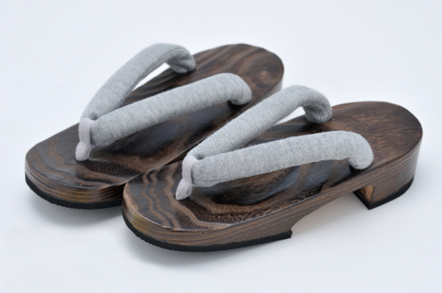 焼き右近下駄（子供）グレー鼻緒