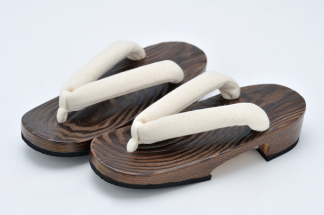 焼き右近下駄（子供）生成り鼻緒