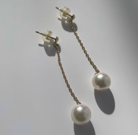 k18あこや真珠ぶら下がりピアス【7.5mm-8mm】o-220803