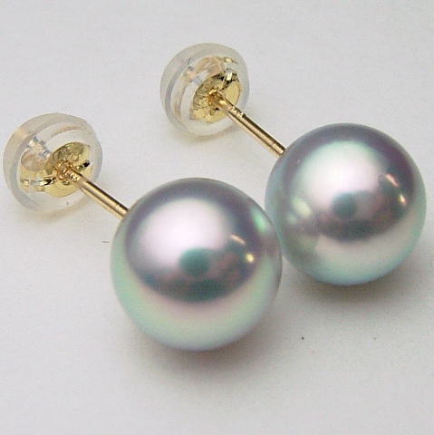 Pt900/K18/K14WGアコヤ真珠ピアス(ブルーグレー系) (SVイヤリング、チャーム)【7.5mm-8mm】【花珠級】 ewo-5897 【メール便送料無料】(あこや本真珠 アコヤ本真珠 あこや真珠　黒真珠 和珠 パールピアス 本真珠 パール 直結 18金 花珠真珠級の照り )