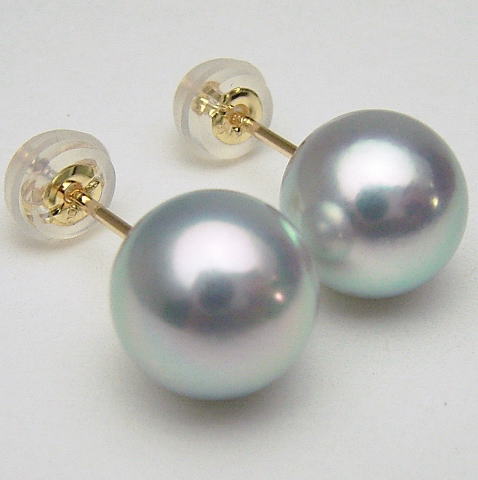 Pt900/K18/K14WGアコヤ真珠ピアス(イヤリング　チャーム )(グレー系)【8mm-8.5mm】ewp-5976【花珠級】【激安】【送料無料】(あこや真珠 和珠 あこや本真珠 パールピアス アコヤ本真珠 本真珠 パール 直結 18金　プラチナ900 ピアス 真珠イヤリングもOK)