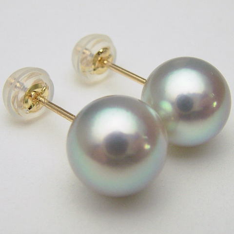 Pt900/K18/K14WGアコヤ真珠ピアス(イヤリング　チャーム )(グレー系)【8.5mm-9mm】ewp-5977【花珠級】【激安】【送料無料】(あこや真珠 和珠 あこや本真珠 パールピアス アコヤ本真珠 本真珠 パール 直結 18金　プラチナ900 ピアス 真珠イヤリングもOK)