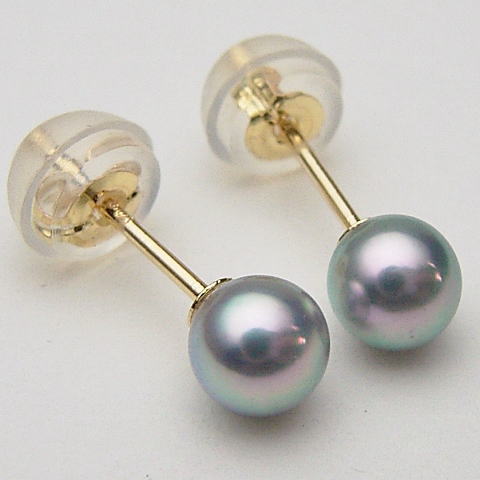 Pt900/K18/K14WGアコヤ真珠ピアス(ブルーグレー系)【4mm-4.5mm】 【メール便送料無料】 ewq-5987  (あこや本真珠 アコヤ本真珠 あこや真珠　黒真珠 和珠 花珠級 パールピアス 本真珠 パール 直結 18金 セカンドピアス ベビーパール プラチナ)