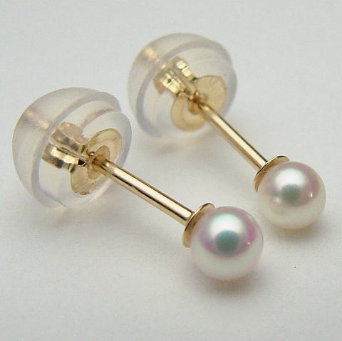 Pt900/K18/K14WGアコヤ真珠ピアス【2.5mm-3mm】【花珠級】【激安】【メール便送料無料】ewr-7037　(真珠ピアス あこや本真珠 アコヤ本真珠 あこや真珠 和珠 パールピアス 本真珠 パール 直結　18金 セカンドピアス ベビーパール)