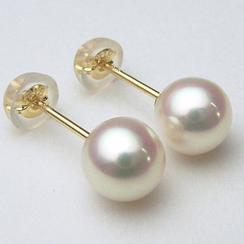 Pt900/K18/K14WGアコヤ真珠ピアス(SVイヤリング、チャーム)【越物】【6mm-6.5mm】ewn-5848【メール便送料無料】(あこや真珠 和珠 あこや本真珠 アコヤ本真珠 パールピアス 本真珠 パール 直結 18金)