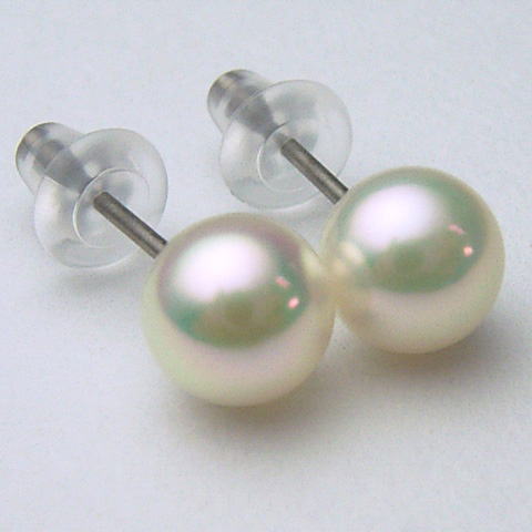 アコヤ真珠ピアス 【メール便送料無料】【6mm-6.5mm】【激安】(チタン