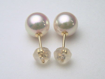 Pt900/K18/K14WGアコヤ真珠ピアス(イヤリング チャーム )【8mm-8.5mm  