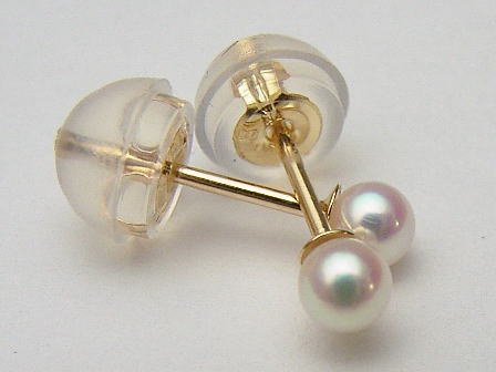 Pt900/K18/K14WGアコヤ真珠ピアス【2.5mm-3mm】【花珠級】【激安