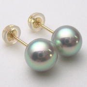 Pt900/K18/K14WGアコヤ真珠ピアス(ブルー、グレー系) (SVイヤリング、チャーム)【7mm-7.5mm】【花珠級】 ewm-5804 【メール便送料無料】(あこや本真珠 アコヤ本真珠 あこや真珠　黒真珠 和珠 パールピアス 本真珠 パール 直結 18金 花珠級の照り )
