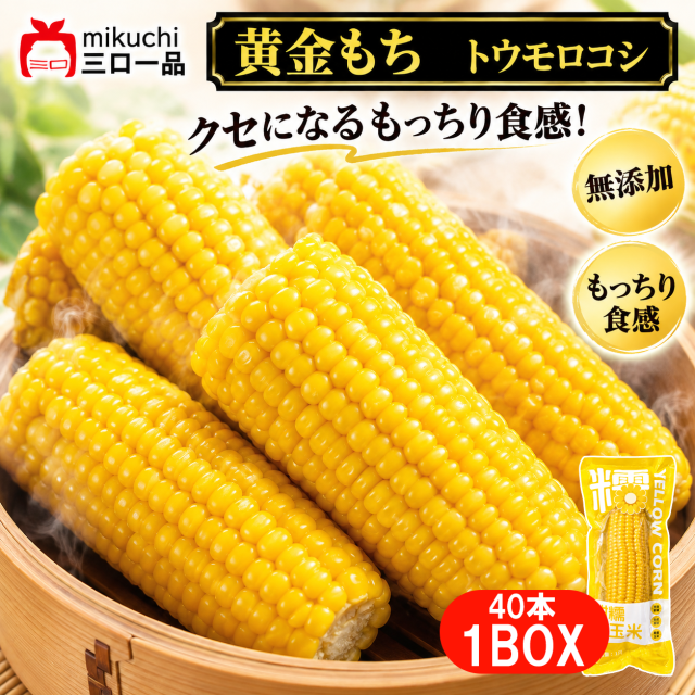 【特選】甜糯・黄金とうもろこし1BOX(40個) 採れたてのフレッシュなおいしさもちっと広がる、こだわり食感のとうもろこし