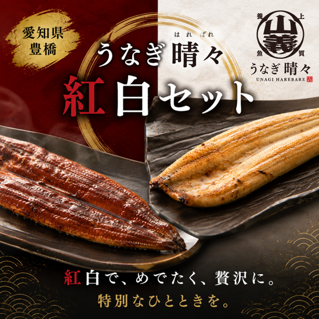 【日本純国産】ブランド山義養魚 愛知県豊橋 「うなぎ晴々・紅白セット4尾」プロの目と技で仕上げた香ばしい 贅沢な詰め合わせ ★特別クーポン付き