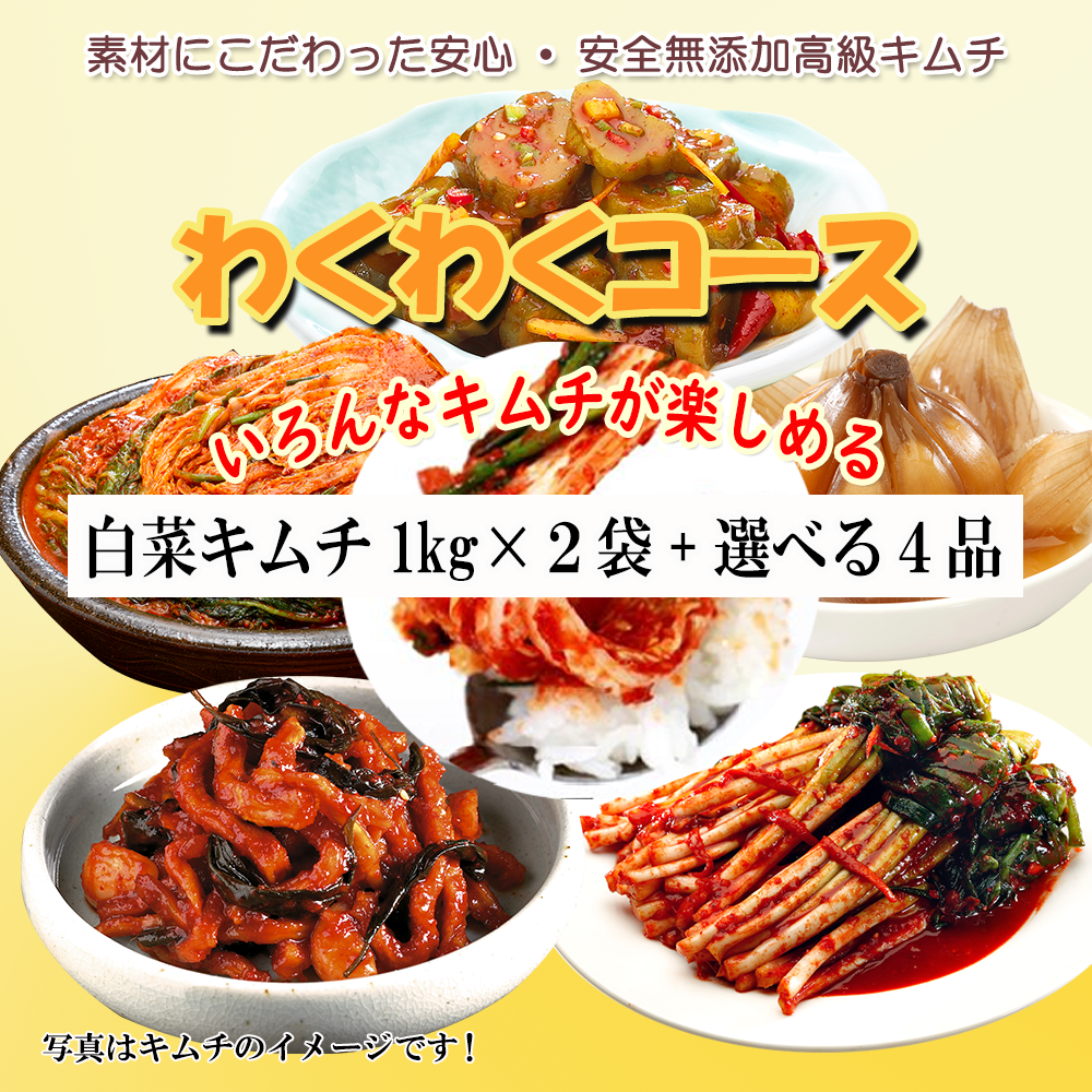 【選べる！】白菜キムチ1kg×2袋+4品キムチ