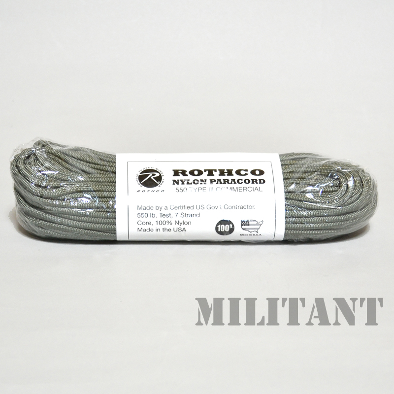 ロスコ ＲＯＴＨＣＯ ナイロン製パラコード ５５０ＬＢ　フォリッジグリーン　１００フィート
