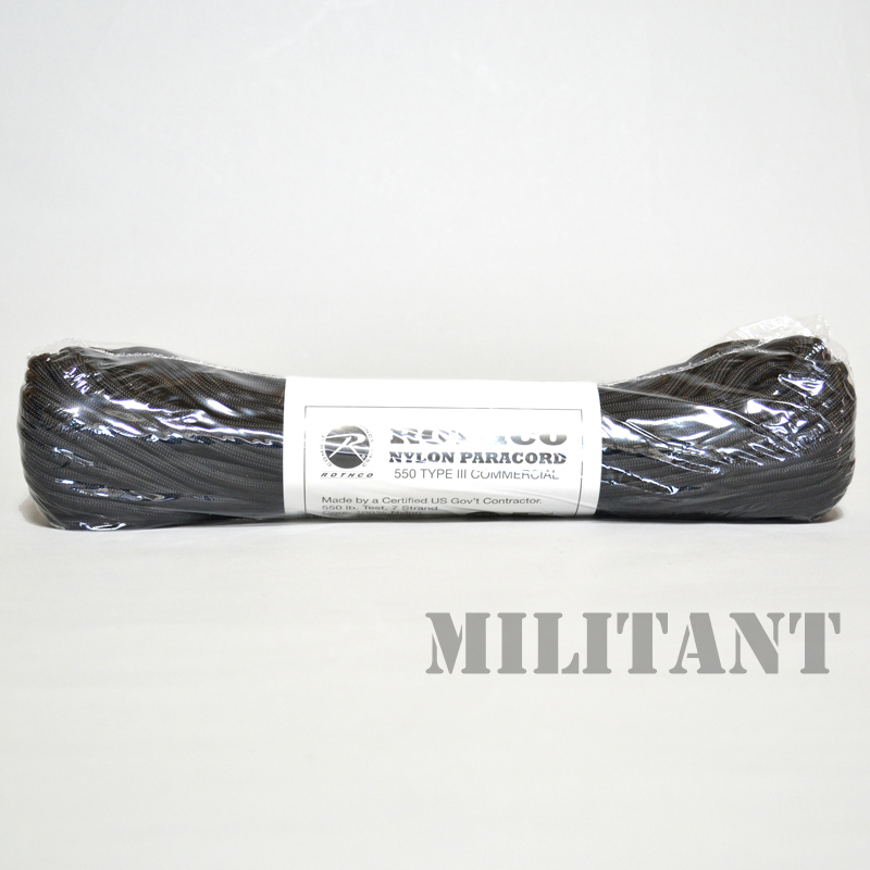ロスコ ＲＯＴＨＣＯ ナイロン製パラコード ５５０ＬＢ　ブラック　１００フィート