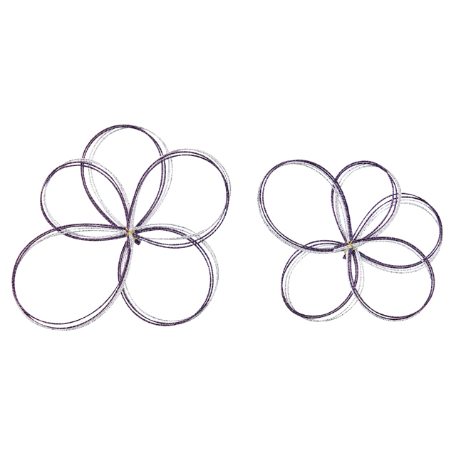 変形水引花飾り　白/紫　MH552-17