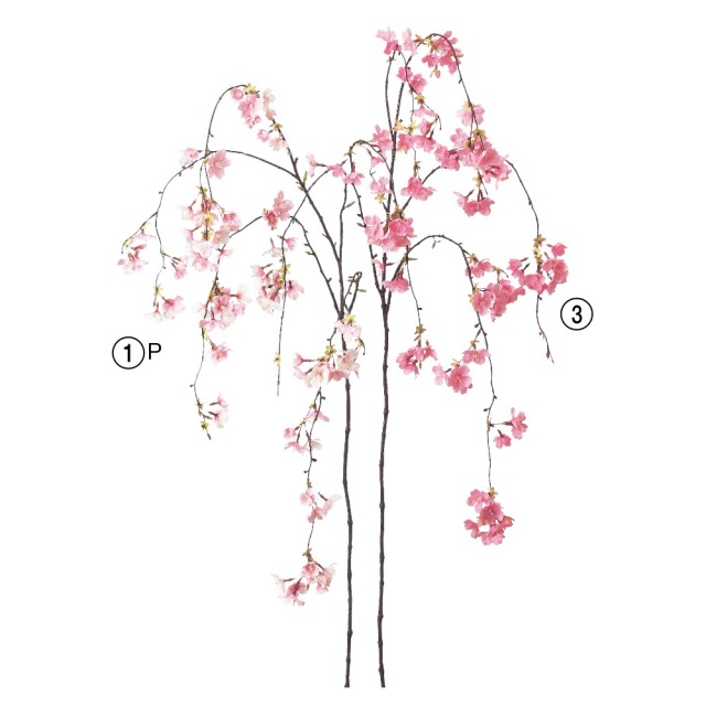 しだれ桜×85 つぼみ×6 #001P ホワイトピンク/アスカ　A-33543-001P