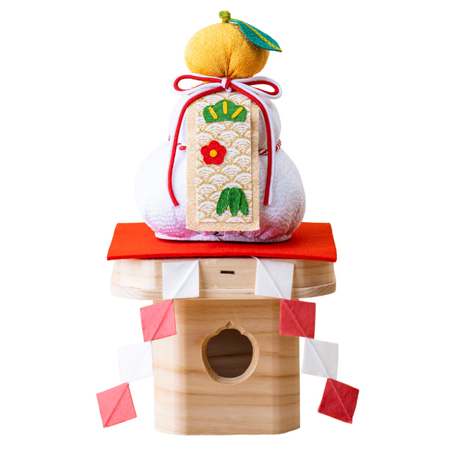 ちりめん鏡餅（中）紅白御幣付　JB206757