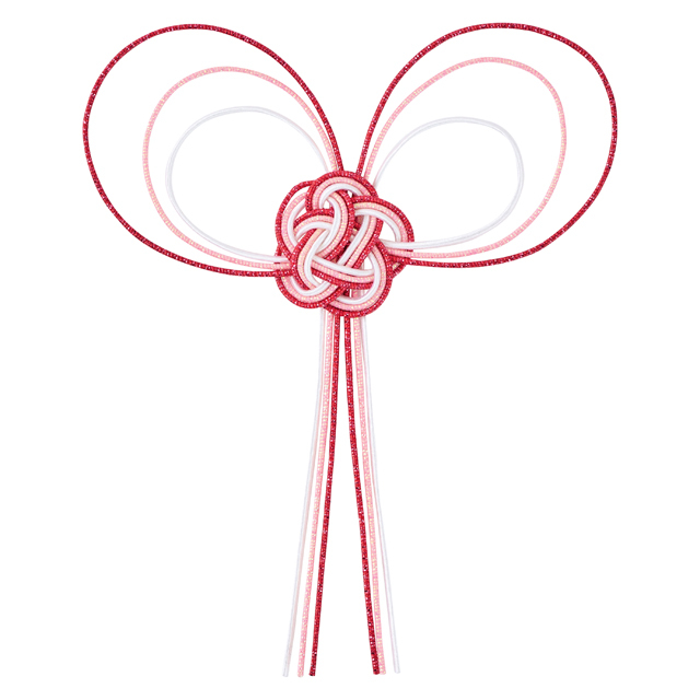ハート水引結び ＃３　レッド／ピンク　MH250-003