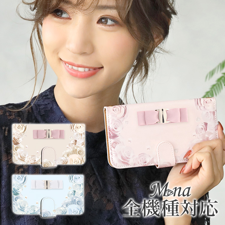 スマホケース 手帳型 カバー 手帳型ケース レース 花 春 カメリア バラ ローズ リボン