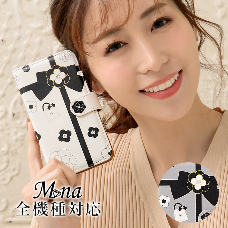 スマホケース 手帳型 カバー 手帳型ケース 花柄 花 フラワー カメリア リボン りぼん