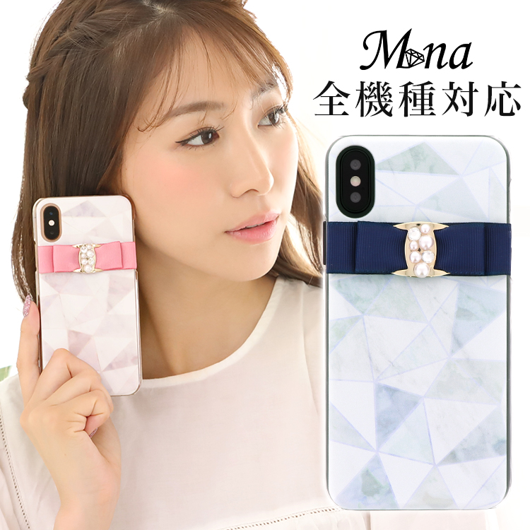 大理石 リボン 全機種対応 スマホケース ハードケース ハードカバー クリアケース