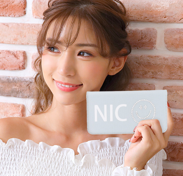 スマホケース 手帳型 カバー 手帳型ケース ベルトなし ニコちゃん スマイル キラキラ ラインストーン デコ