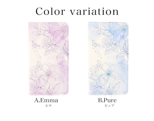 スマホケース 手帳型 カバー 手帳型ケース ベルトなし 花柄 蝶