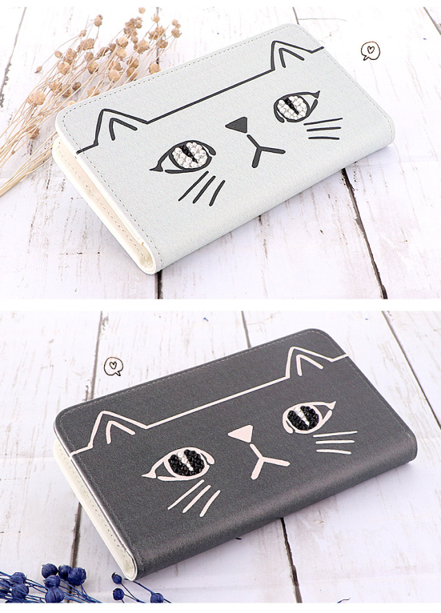 スマホケース 手帳型 カバー 手帳型ケース ベルトなし クリスタル ねこ ネコ 猫